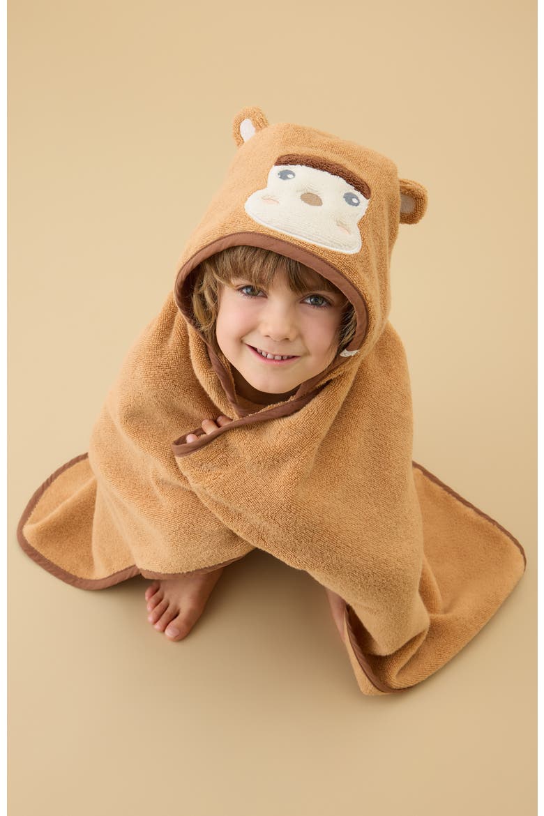 Monkey Baby & Kids Hooded Bath Towel, Alternate, color, Doe