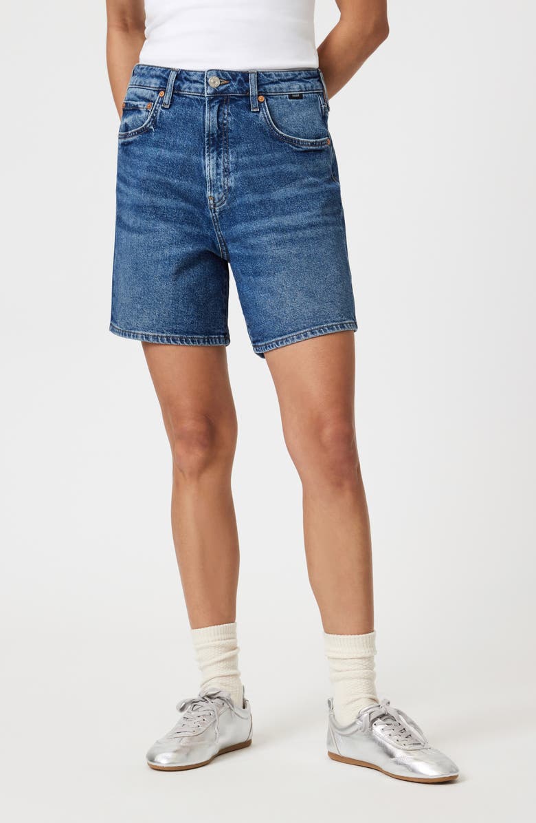 Mavi Jeans Heidi High Waist Relaxed Denim Shorts, Main, color, Dark