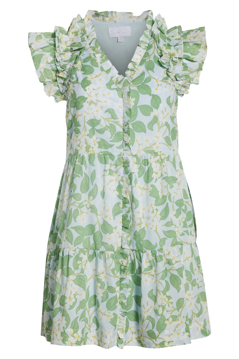 Kiany Floral Marlan Cotton Dress, Alternate, color, LIGHT BLUE/ GREEN