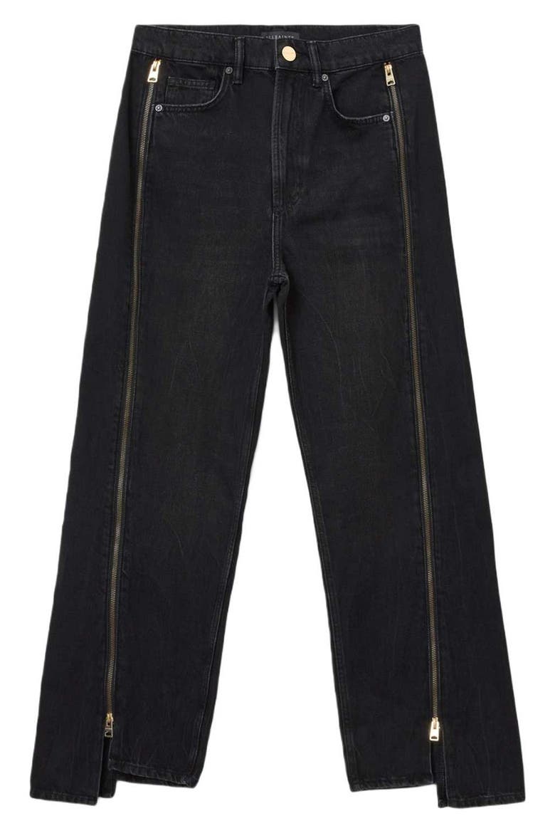 AllSaints Frankie Side Zip Detail Step Hem Wide Leg Jeans (Women