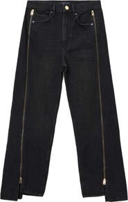 AllSaints Frankie Side Zip Detail Step Hem Wide Leg Jeans