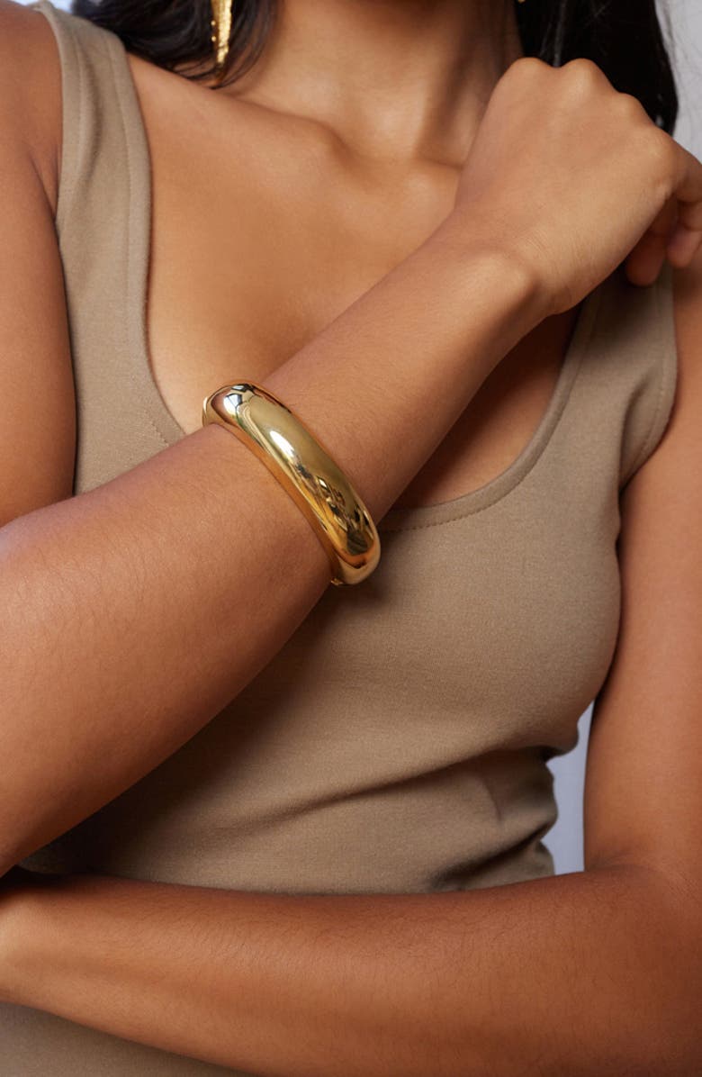 Kenneth Jay Lane Hinged Bangle Bracelet, Alternate, color, Gold