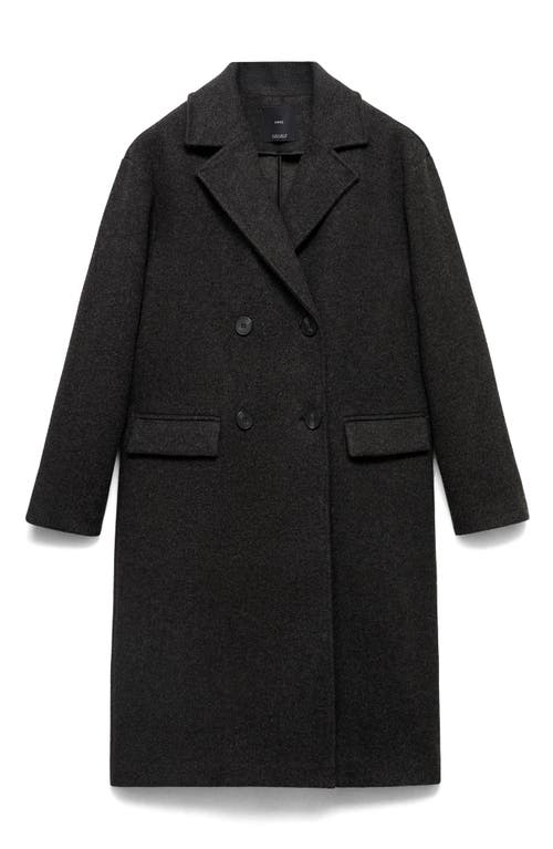 Mango Double Breasted Coat In Black