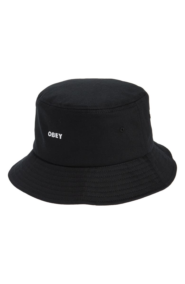 Obey Bold Embroidered Cotton Twill Bucket Hat, Main, color, 