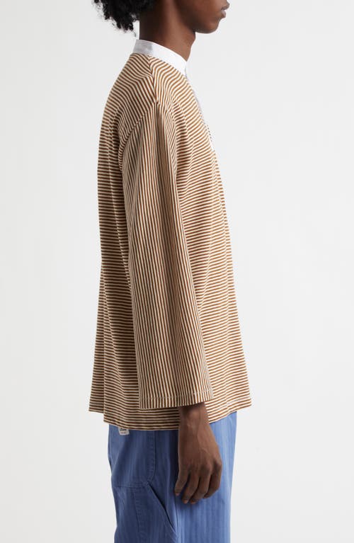 Bode Newton Stripe Top In Brown Cream