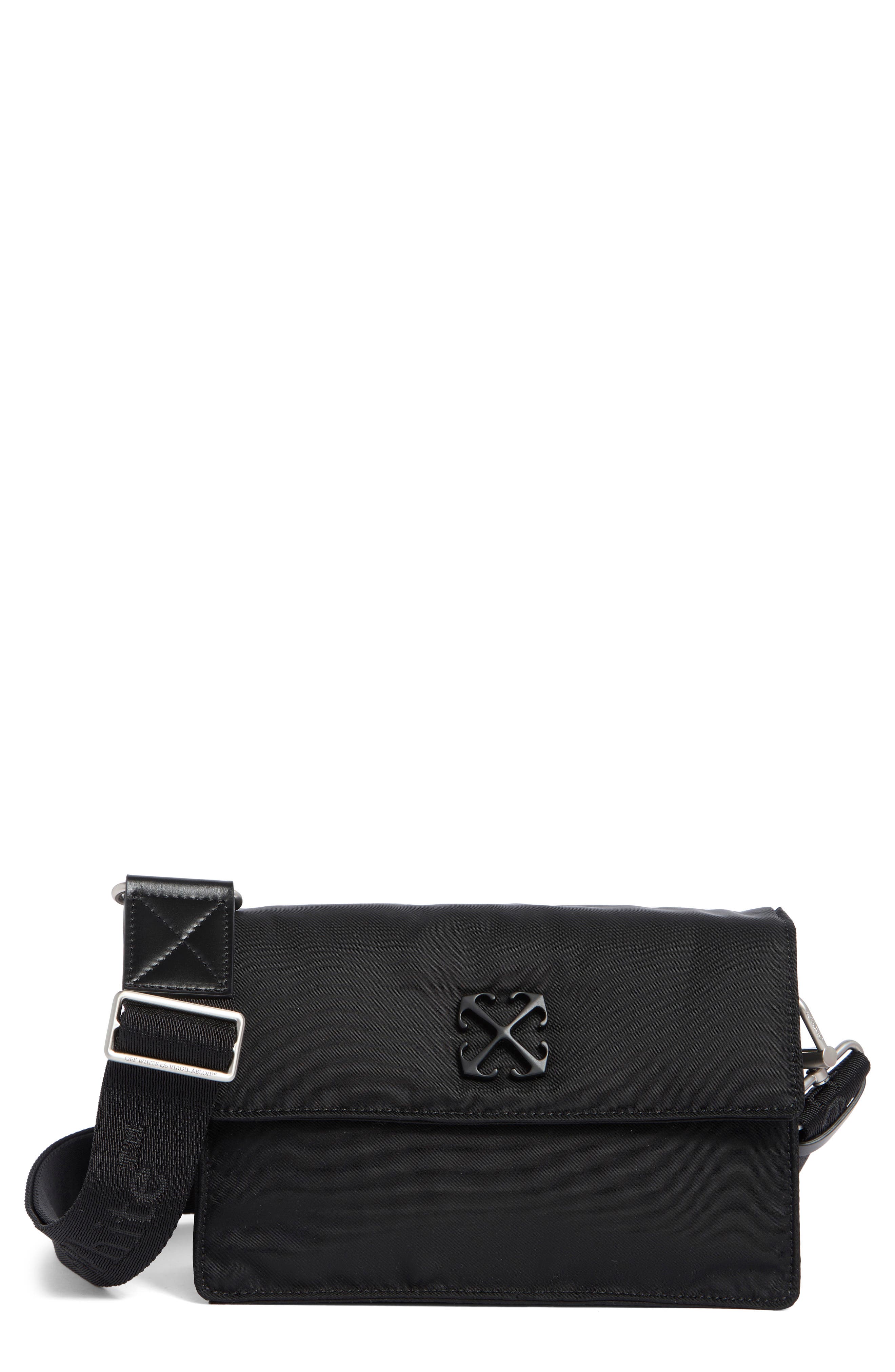 Off-White Soft Jitney Nylon Crossbody Bag, Main, color, Black