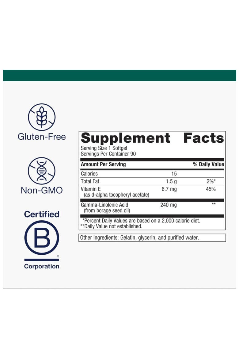 OmegaGenics Borage Seed GLA Oil Supplement 90 Softgels, Alternate, color, None
