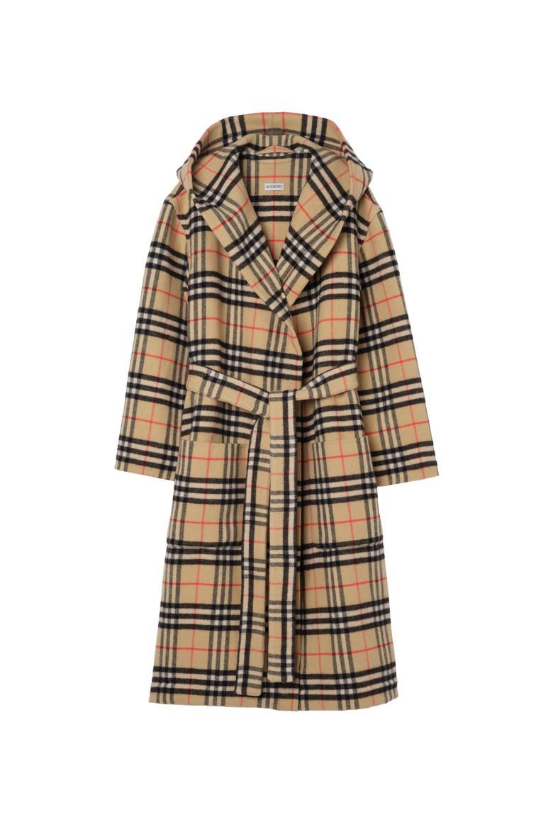 Check Wool Cashmere Robe, Main, color, Sand beige