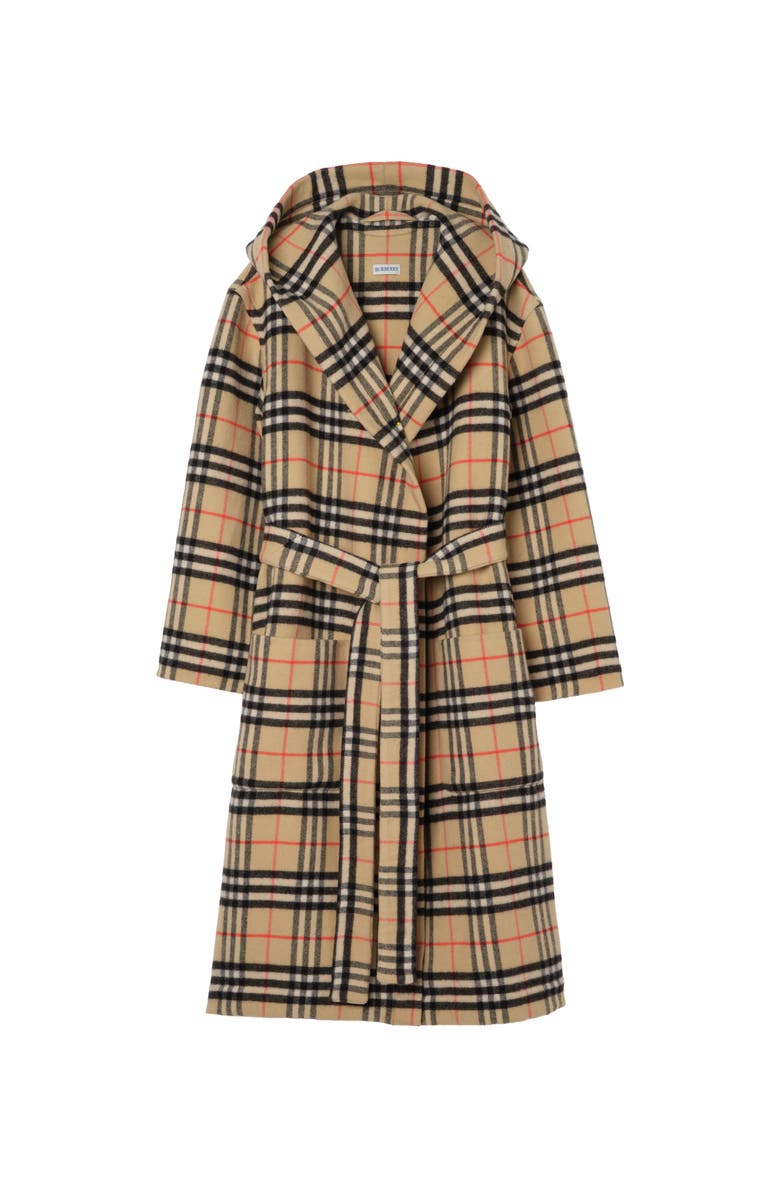 Burberry Check Wool Cashmere Robe, Main, color, Sand Beige