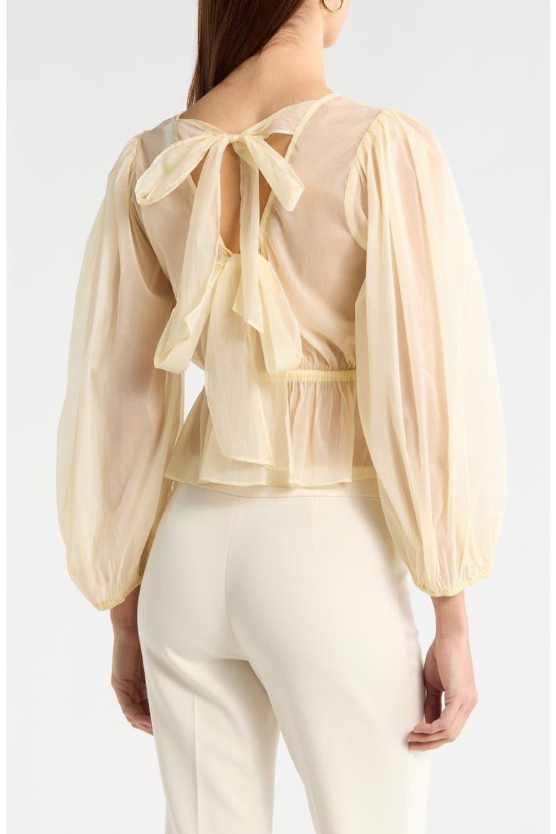 Amie Peplum Sheer Chiffon Top, Alternate, color, LEMON
