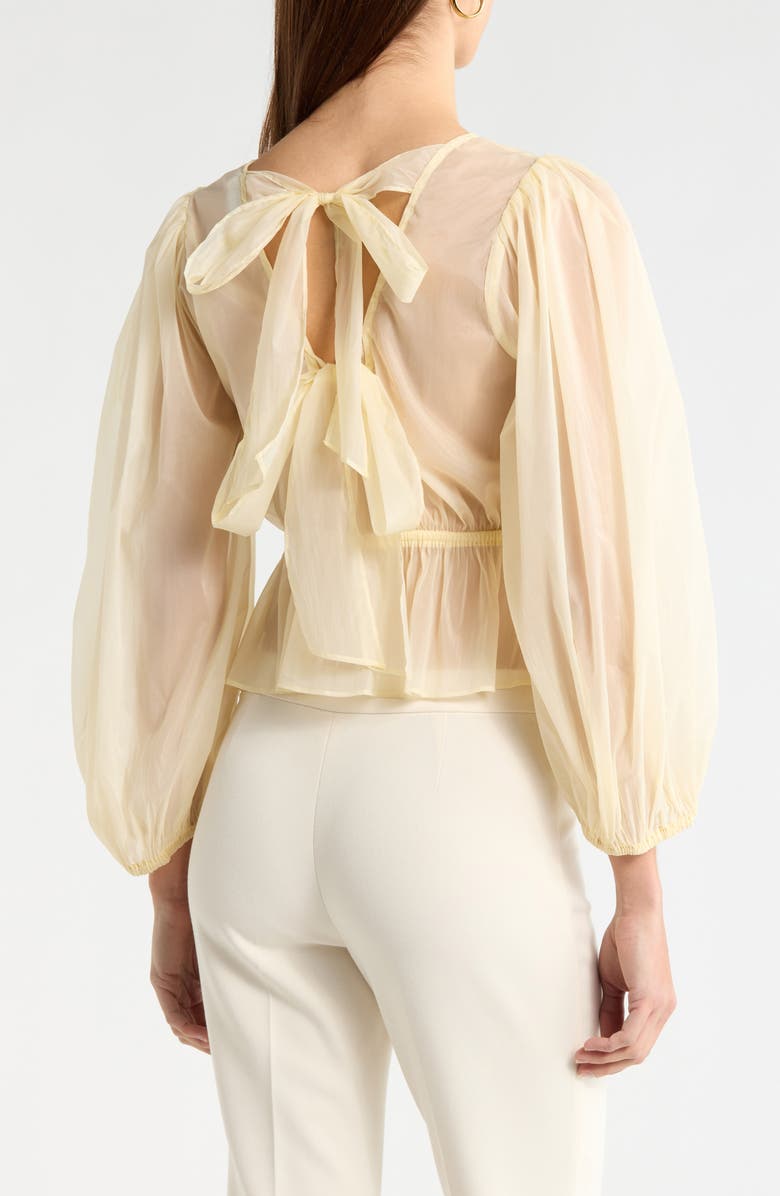 ASTR the Label Amie Peplum Sheer Chiffon Top, Alternate, color, Lemon