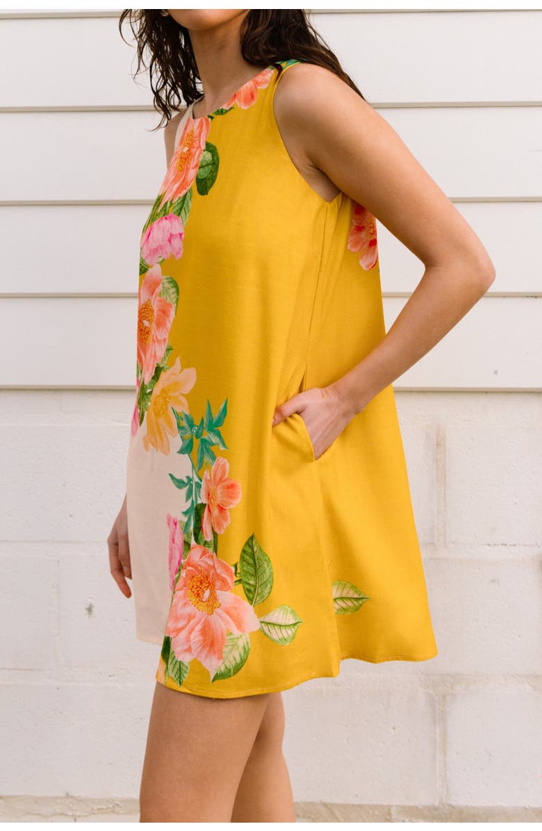 White Closet Tropical Floral Mini Dress, Alternate, color, White