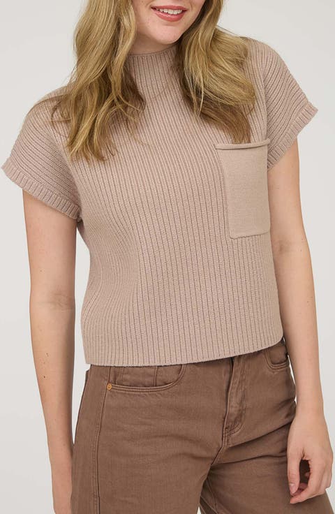 Short Sleeve Mock Neck Sweater