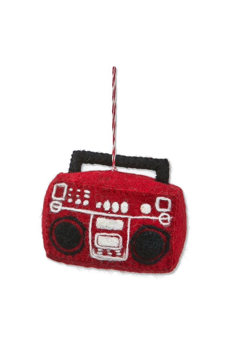 Red Boombox Christmas Ornament Wool Tree Decoration, Main, color, Red