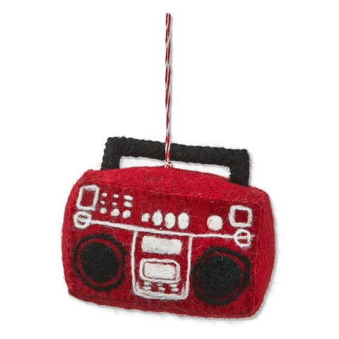 Red Boombox Christmas Ornament Wool Tree Decoration