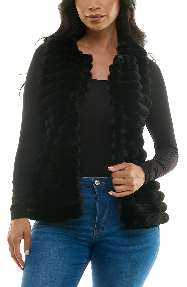Nina Leonard Horizontal Stripe Faux Fur Vest, Main, color,