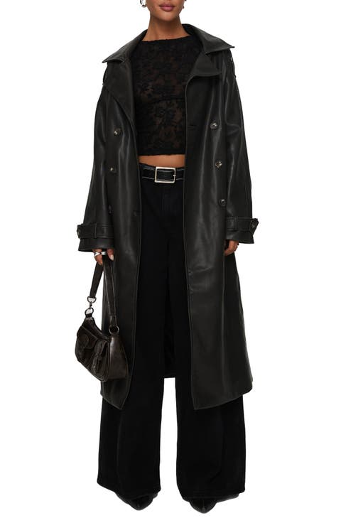 Day to Night Faux Leather Trench Coat