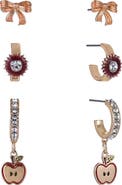Hallmark Apple, Bow and Sunflower Hoop Trio Earring Set