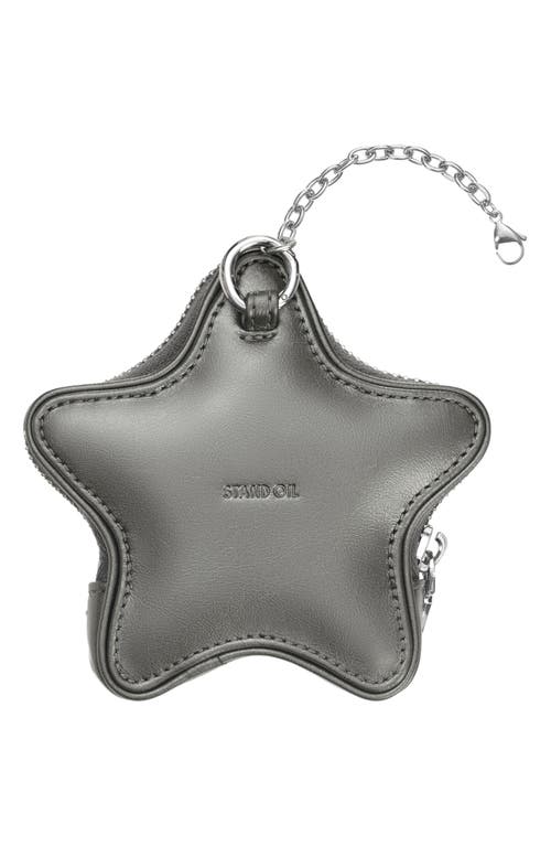 Stand Oil Star Faux Leather Airpods Case In Gray