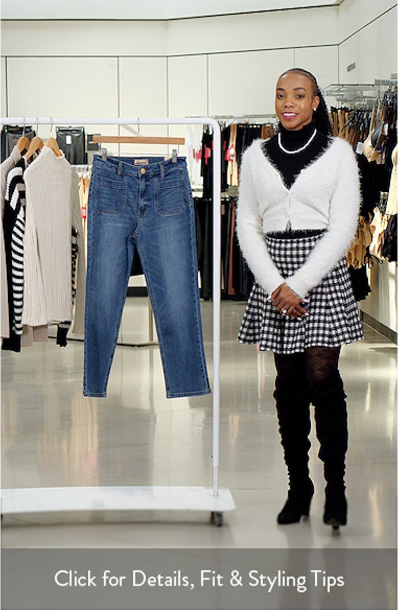 Elizabeth Patch Pocket High Waist Crop Straight Leg Jeans, sales video thumbnail