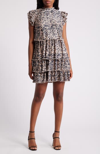Chelsea28 Tiered Pleated Minidress In Black