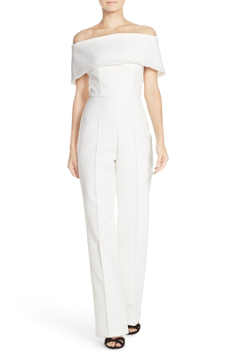 'Aphrodite' Off the Shoulder Jumpsuit, Main, color, MILK/IVORY
