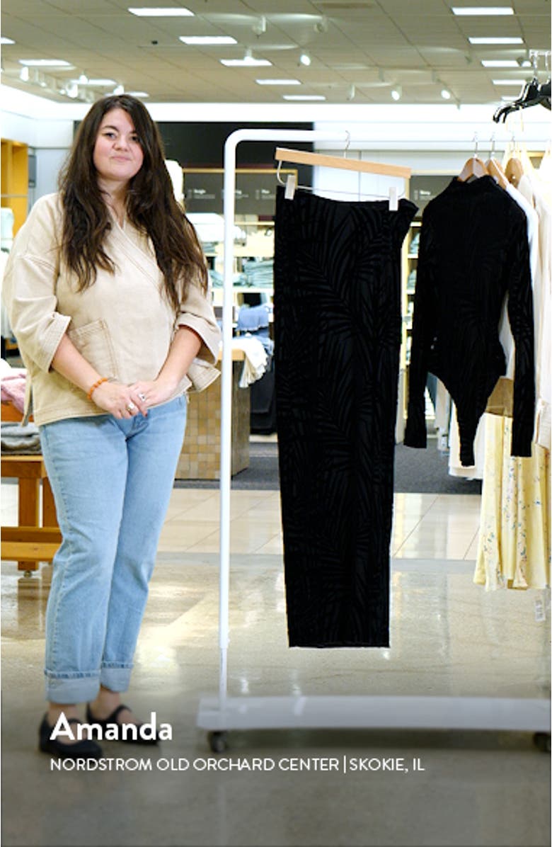 Palm Frond Burnout Velvet High Slit Maxi Skirt, sales video thumbnail