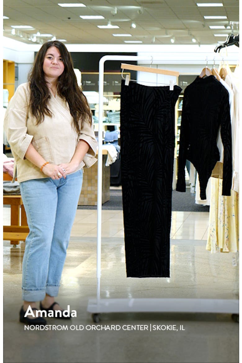 Palm Frond Burnout Velvet High Slit Maxi Skirt video