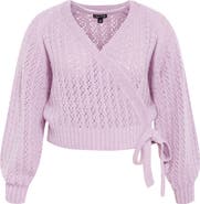 City Chic Vivienne Pointelle Wrap Cardigan Sweater