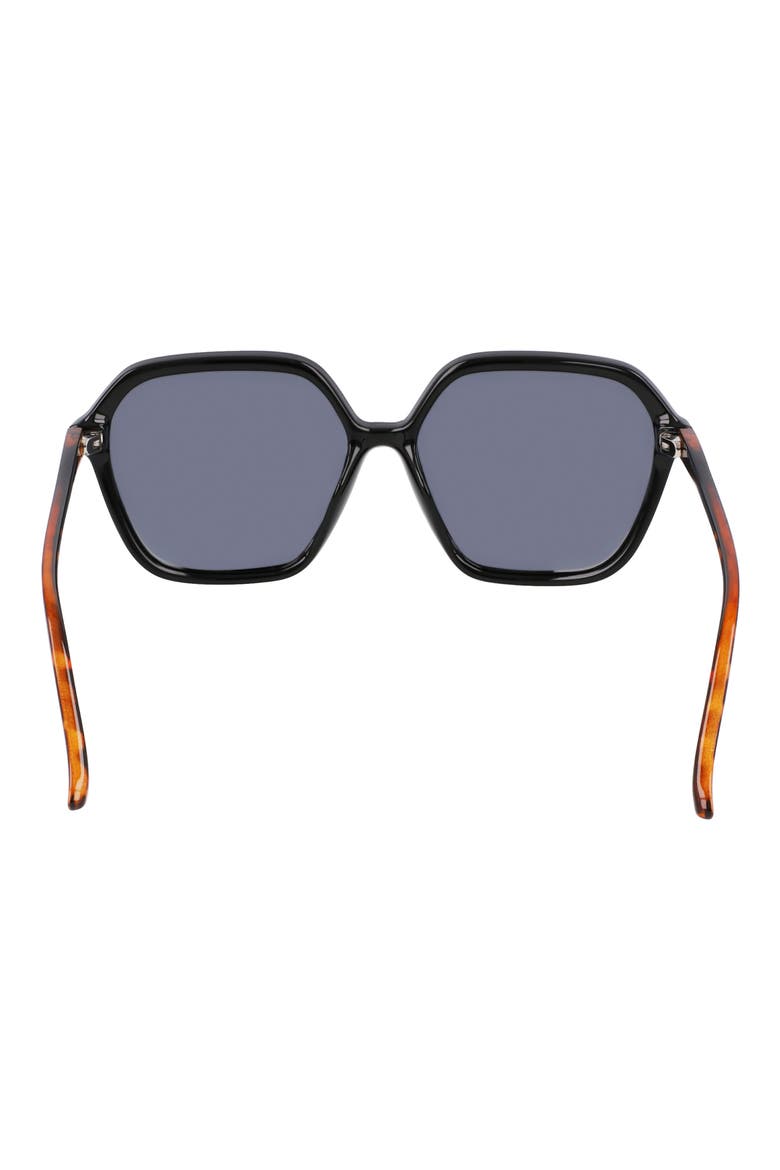 57mm Modified Rectangular Sunglasses, Alternate, color, BLACK
