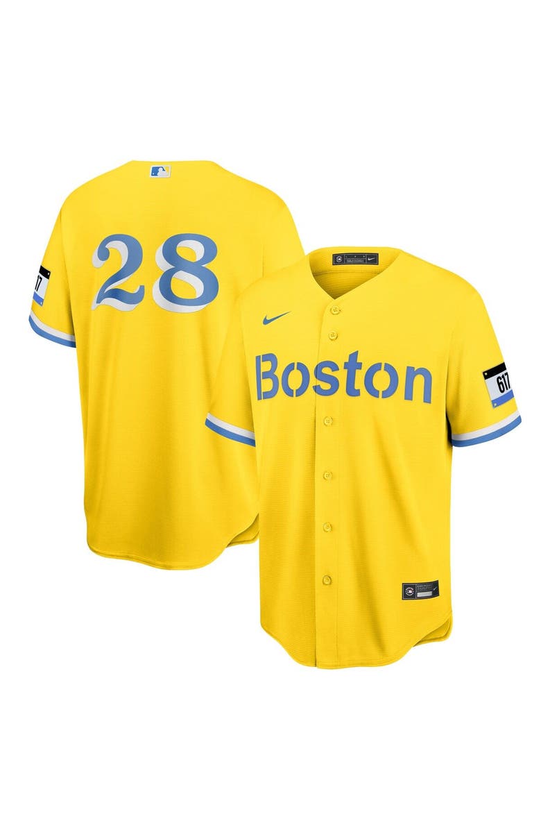 Nike Men's Nike J.D. Martinez Gold Boston Red Sox City Connect Replica Player Jersey, Main, color, 