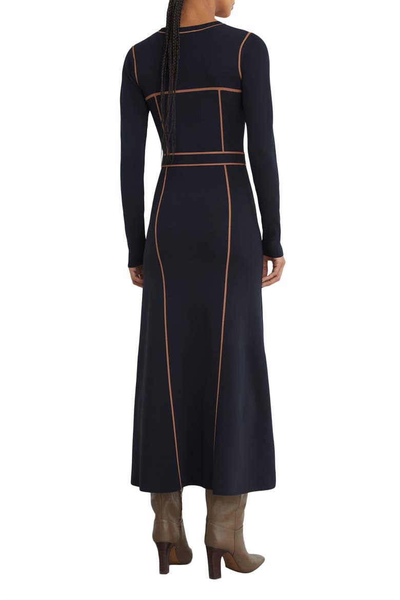Etta Long Sleeve Midi Sweater Dress, Alternate, color, NAVY/ CAMEL