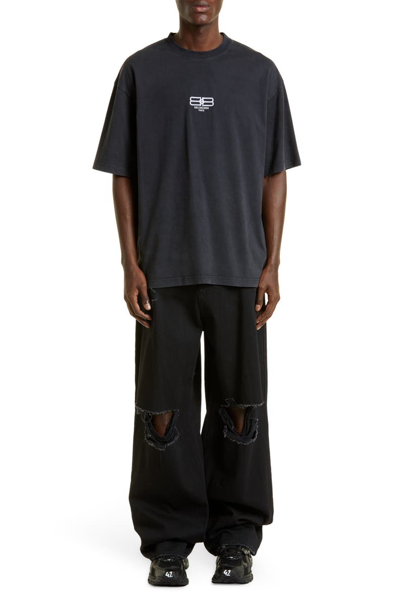 Balenciaga Men's License Logo Cotton T-Shirt, Alternate, color, 