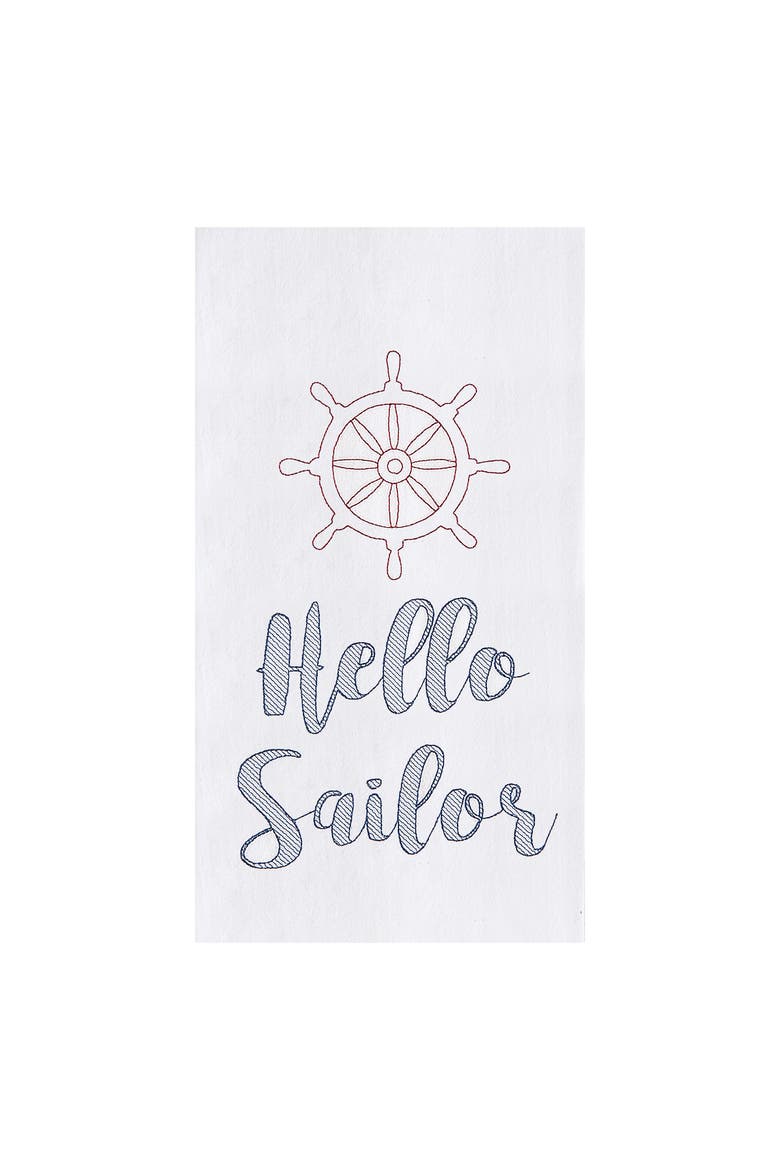 Hello Sailor Flour Sack Cotton Kitchen Towel, Main, color, White