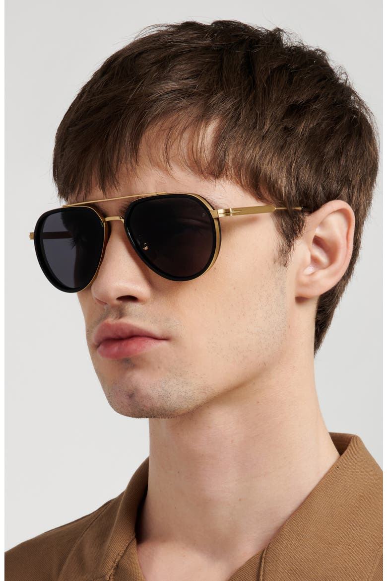 57mm Pilot Sunglasses, Alternate, color, GOLD BLACK/ GREY AR