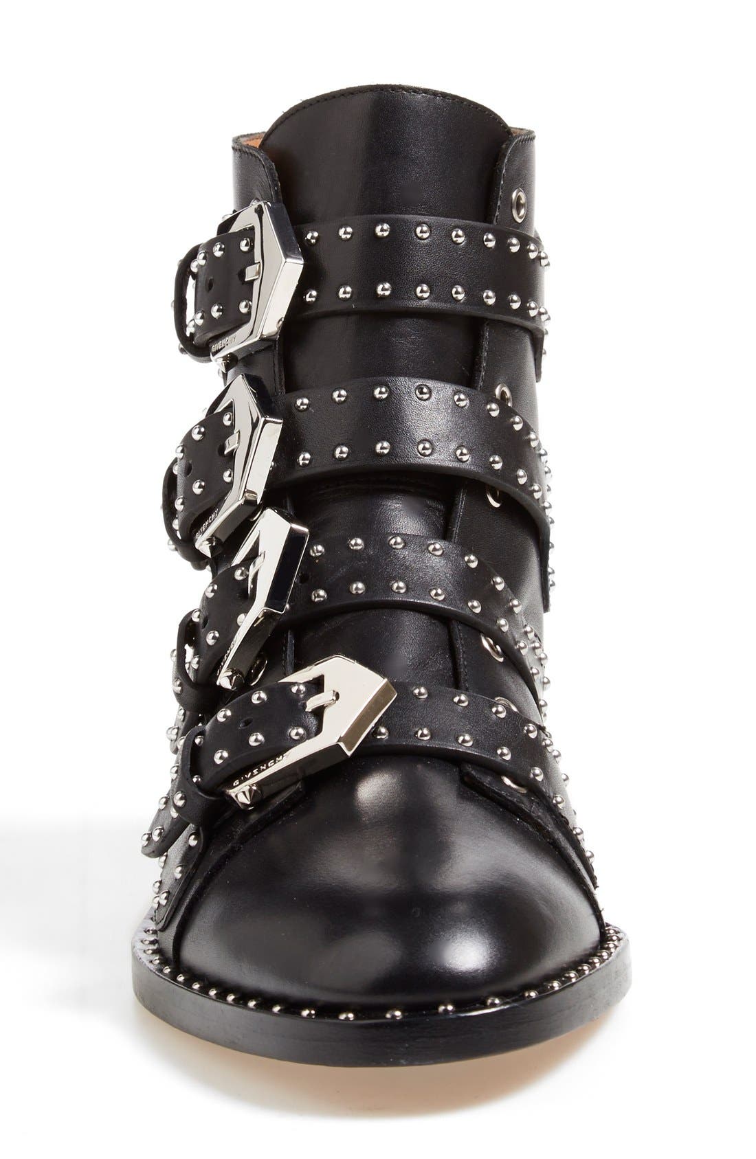 Prue Studded Buckle Bootie, Alternate, color, BLACK LEATHER