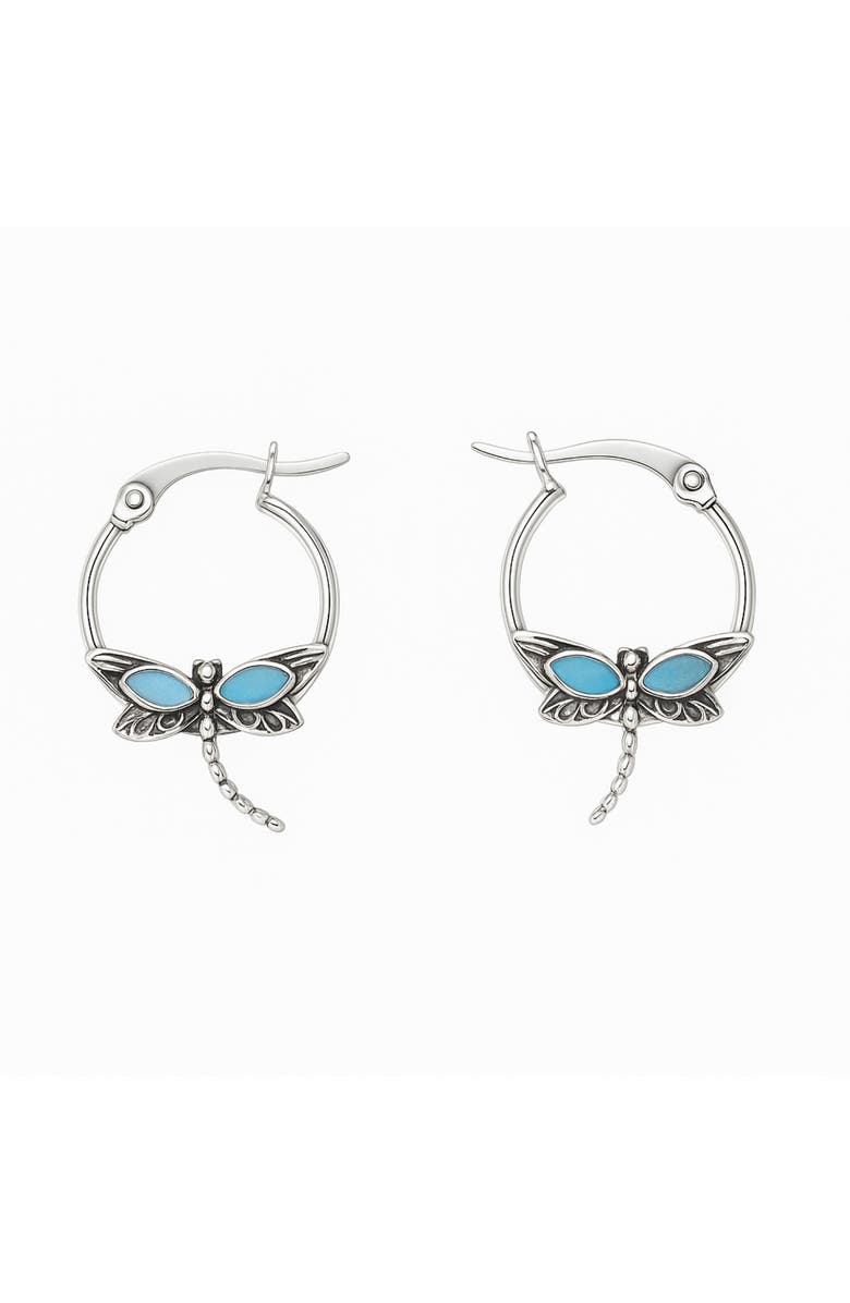 Donatello Gian Sterling Silver Dragonfly Hoop Earrings, Main, color, 