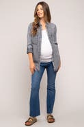 PinkBlush Blue Chambray Rolled Cuff Shirt