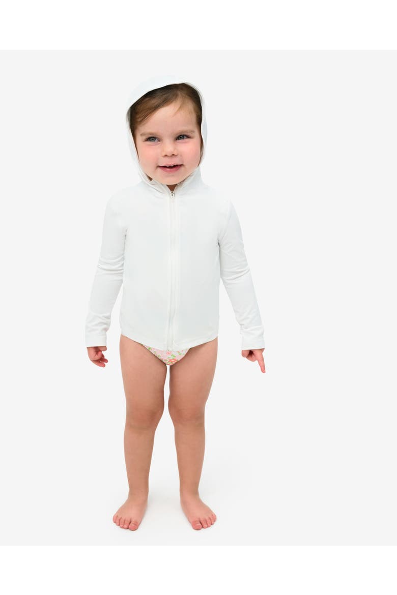 Toddler's Long Sleeve Full Zip Hoodie Top with Sun and UV Protection, Alternate, color, White