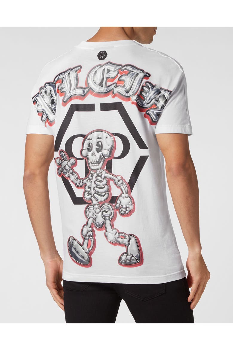 T-Shirt Round Neck Ss Skully Gang Men, Alternate, color, white