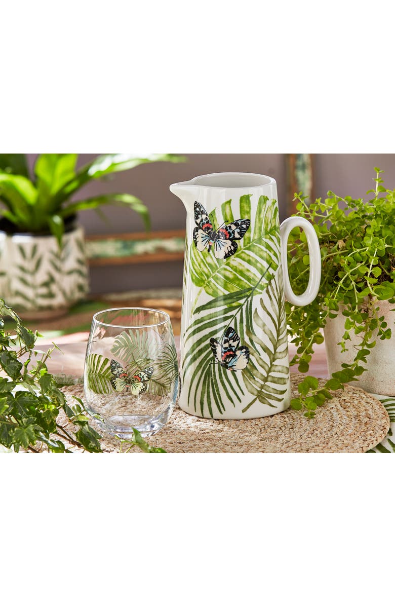 tag Palm Butterfly Ceramic Beverage Pitcher Colorful Summer, Alternate, color, Multicolored