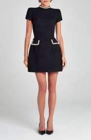 NADINE MERABI Simone Embellished Trim Shimmer Tweed Minidress