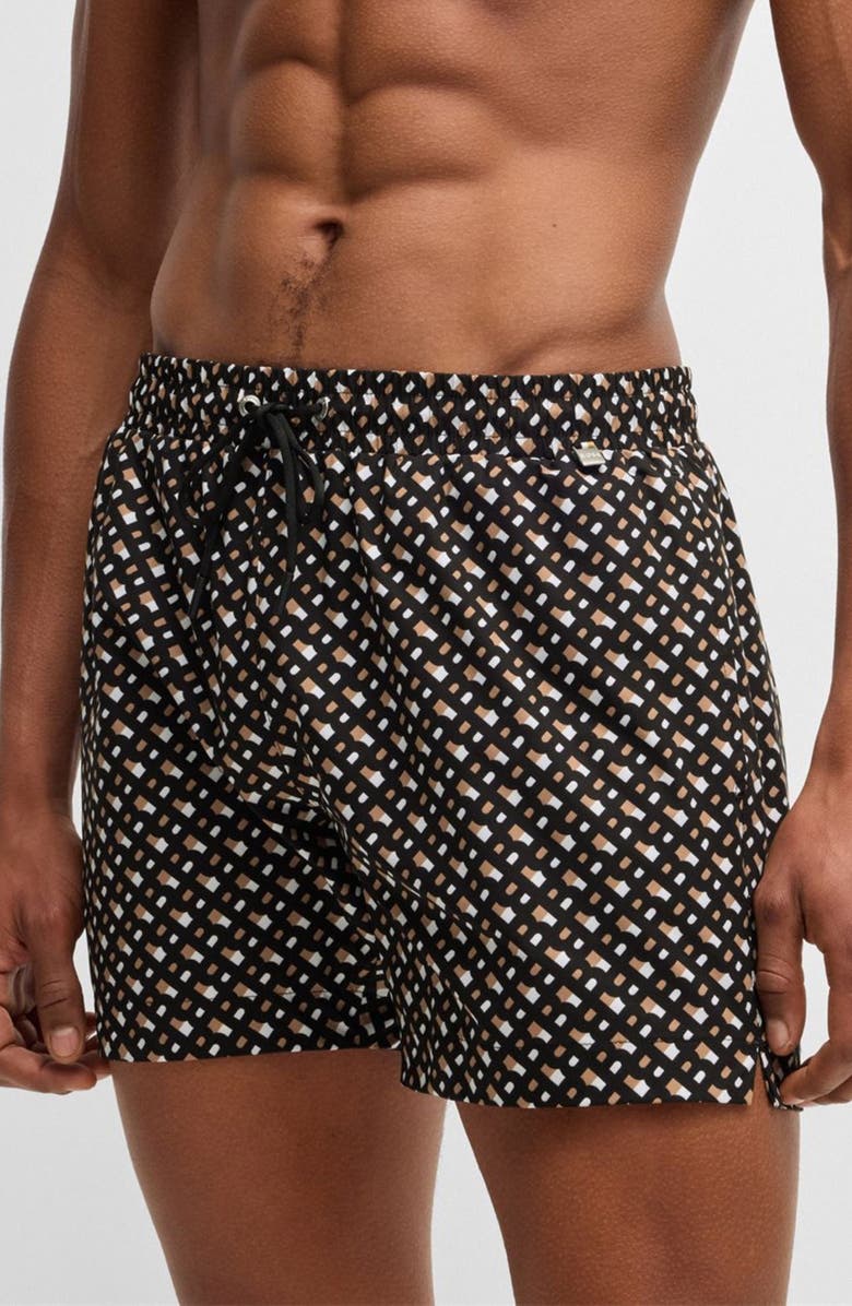 BOSS Manu New Swim Trunks, Main, color, Black