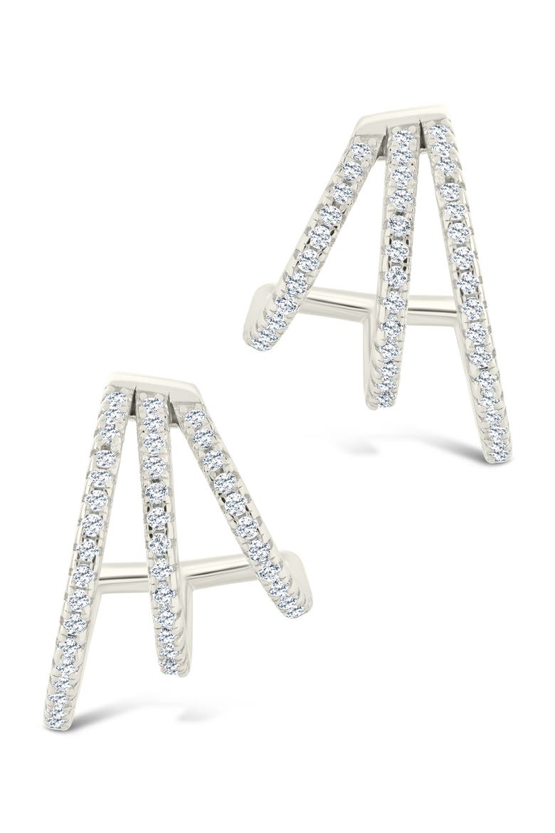 Porter Cubic Zirconia Triple Hoop Earrings, Alternate, color, SILVER