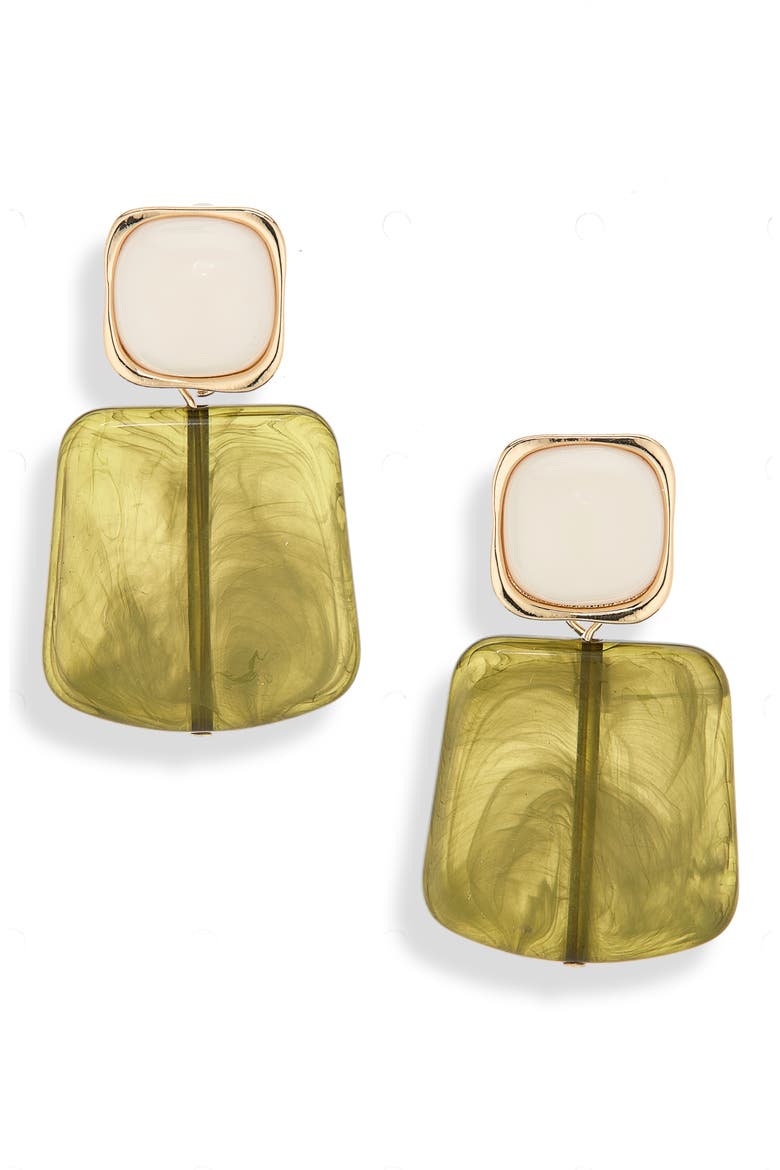 Flat Geo Drop Earrings, Main, color, GREEN MULTI