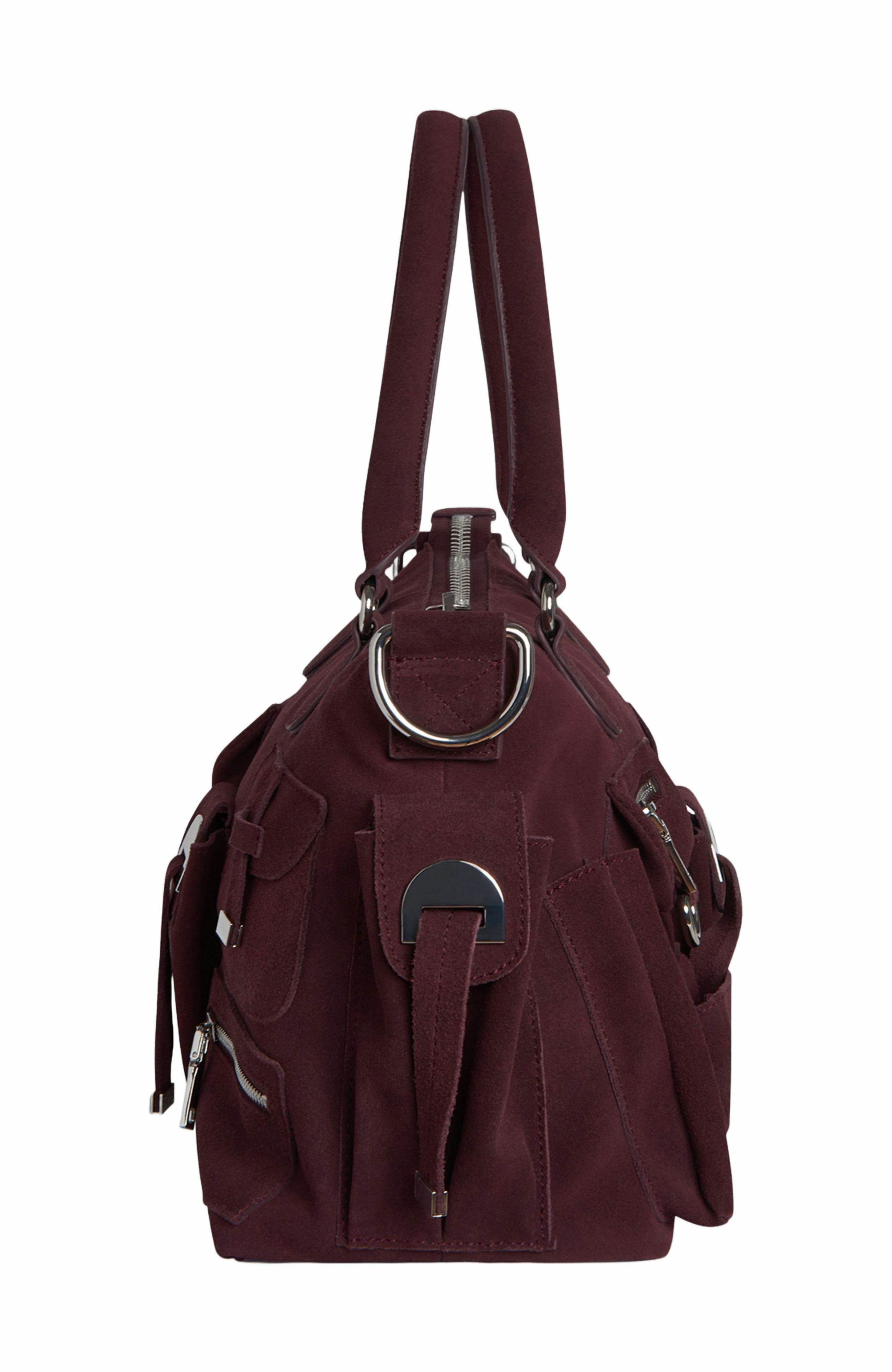 Cynthia Rowley Suede Cargo Pocket Shoulder Bag, Alternate, color, Oxblood