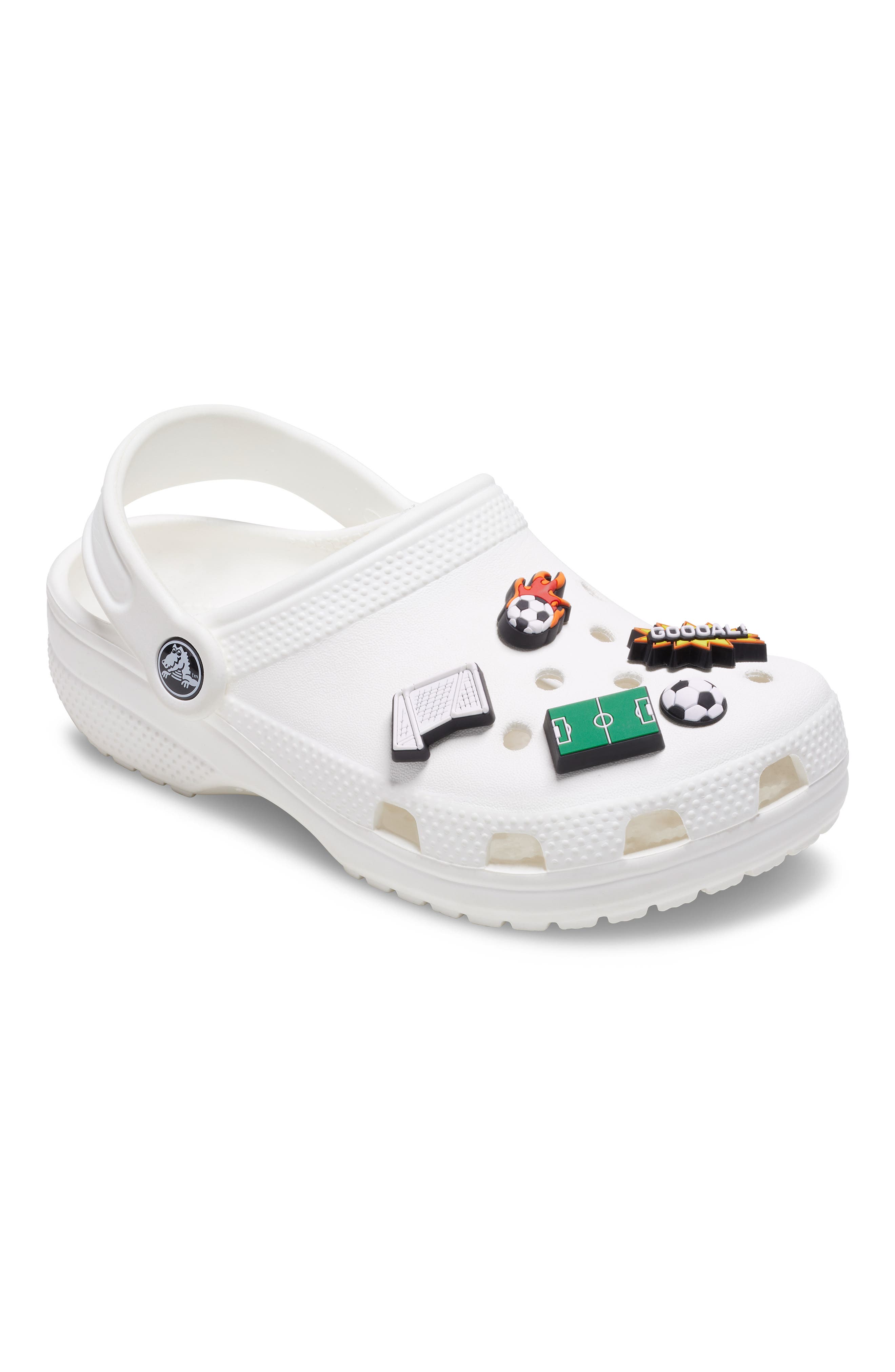 Futbol 5-Pack Jibbitz Shoe Charms, Alternate, color, WHITE