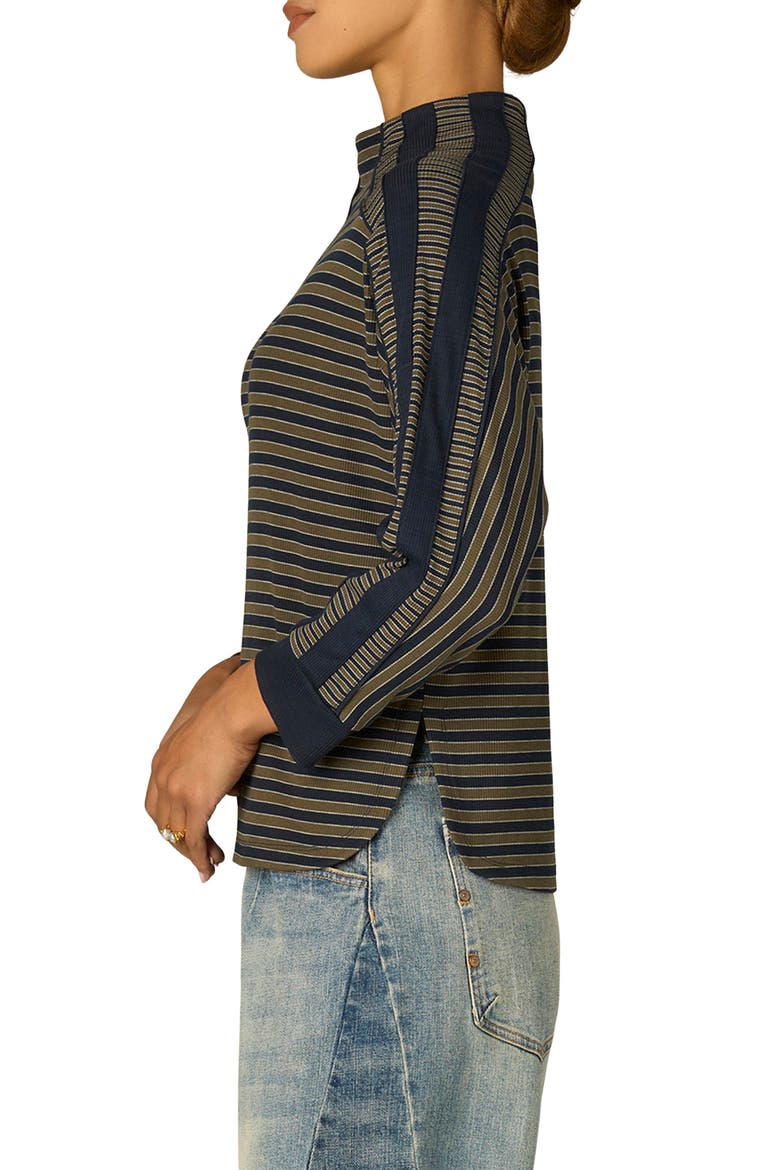 Stripe Mock Neck Rib Top (Petite0, Alternate, color, FOREST MOSS/ OCEAN TEAL