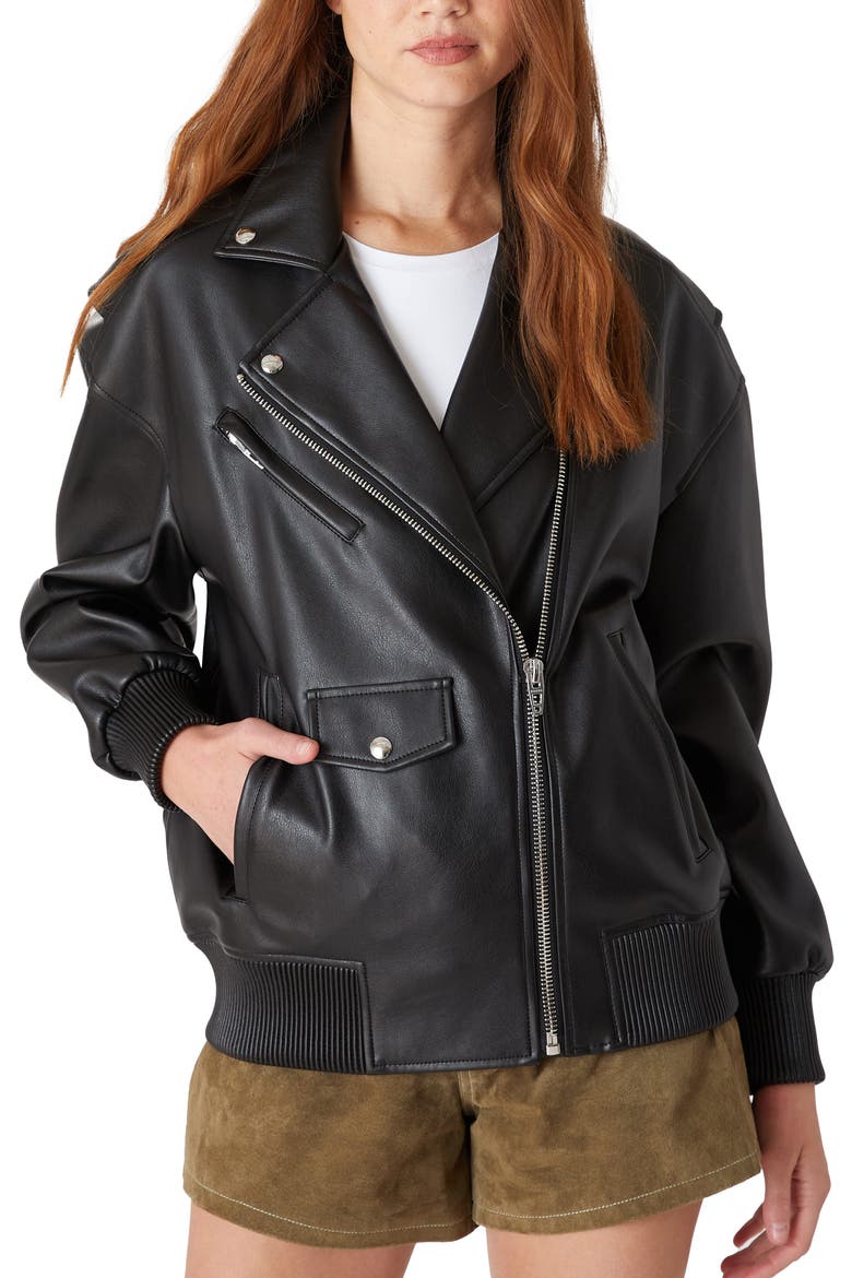 Faux Leather Moto Jacket, Alternate, color, NIGHT MOVES