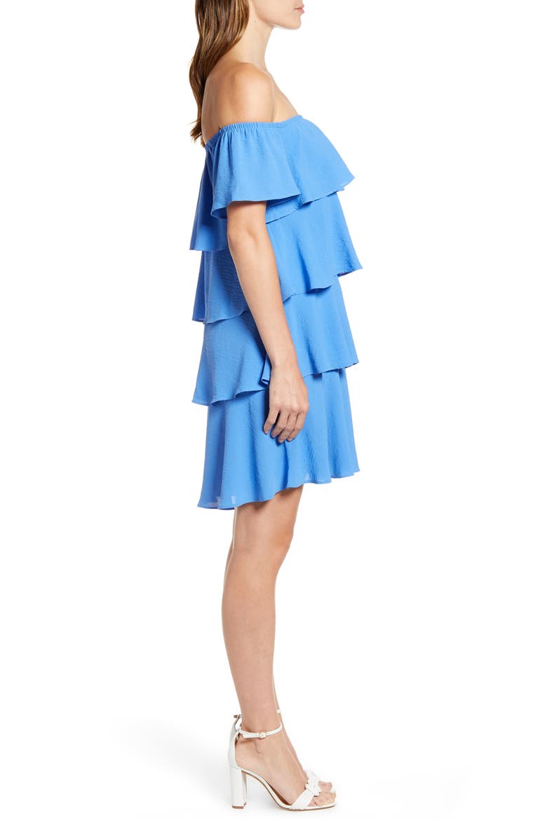 x Hot Summer Nights Natalie Off The Shoulder Ruffle Dress (Nordstrom Exclusive), Alternate, color, CORNFLOWER